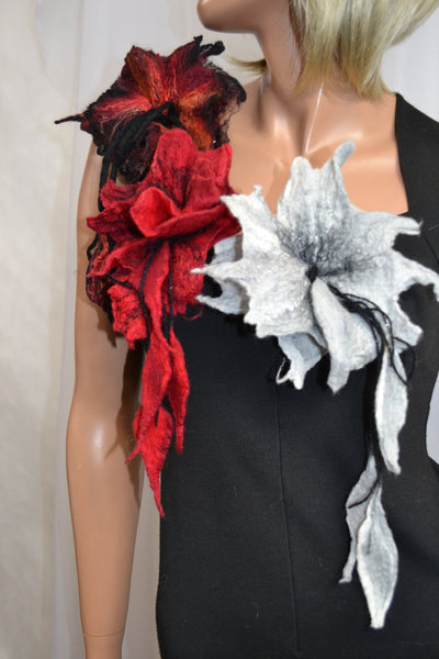 Stunning merino brooch adds new look to your dress, coat, bag - must have it! Perfect to pin shawl, scarf, Autumn colors, brown, orange