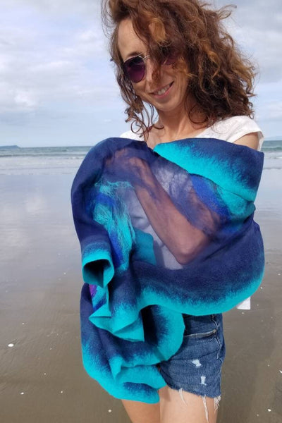 Incredible hand art scarf to the dress. Painting with merino, for every day or party. Every woman envies you. Unique design. Only one copy.