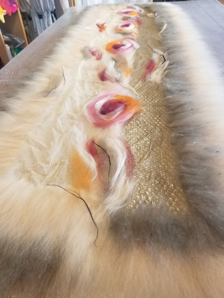 Large khaki, beige shawl | Nuno felted clothes | Unique design for dresses party, wedding or walking | silk + Australian merino wool