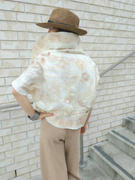 3D textured open front cardigan. Handmade Versatile merino & silk bolero, glamour outfit or casual style with T-shirt. Suits to bridal dress