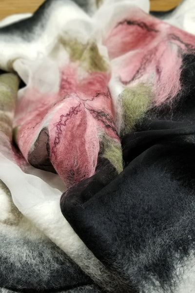 Large Shawl, Big Scarf, bridesmaid wrap, Cape Handmade clothes, Tailor-made Nuno felted silk merino wool, shoulder cover up woolen, pink