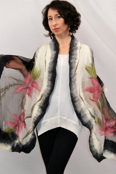 Large Shawl, Big Scarf, bridesmaid wrap, Cape Handmade clothes, Tailor-made Nuno felted silk merino wool, shoulder cover up woolen, pink